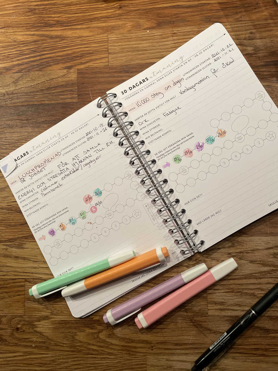 Anteckningsblock med noteringar.