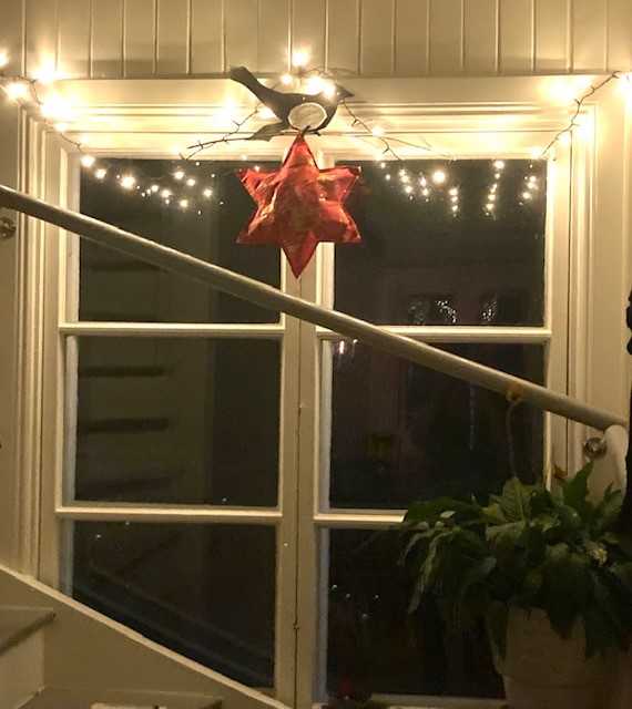 Ett julpyntat fönster.